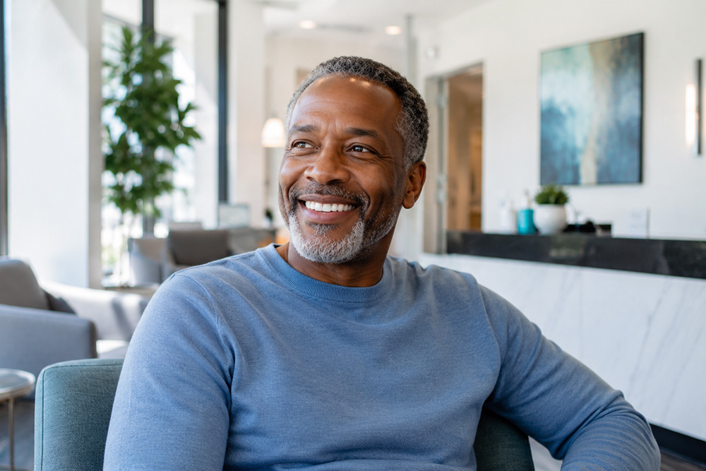 Male dental patient at Austin Smile Studio