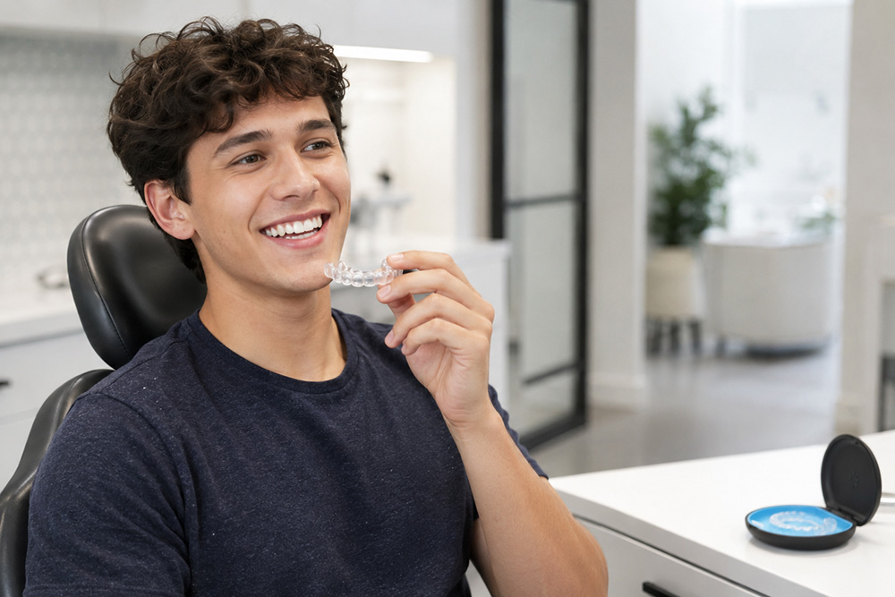 Young male patient with Invisilign at Austin Smile Studio