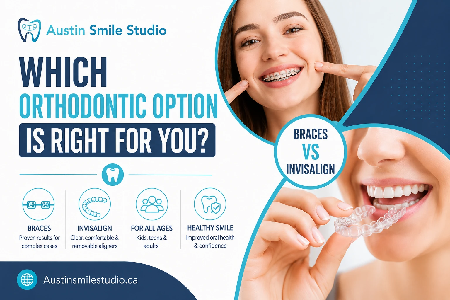 Which orthodontic option is right for you? Braces vs Invisalign at Austin Smile Studio