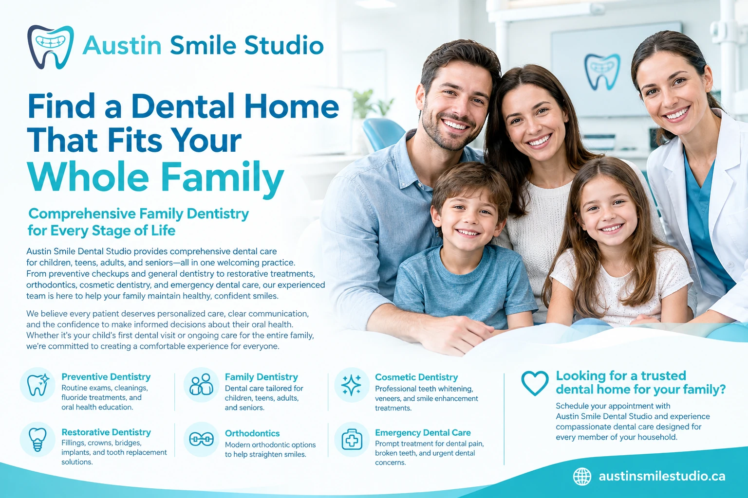 Family meeting with a dentist at a modern dental clinic in Coquitlam